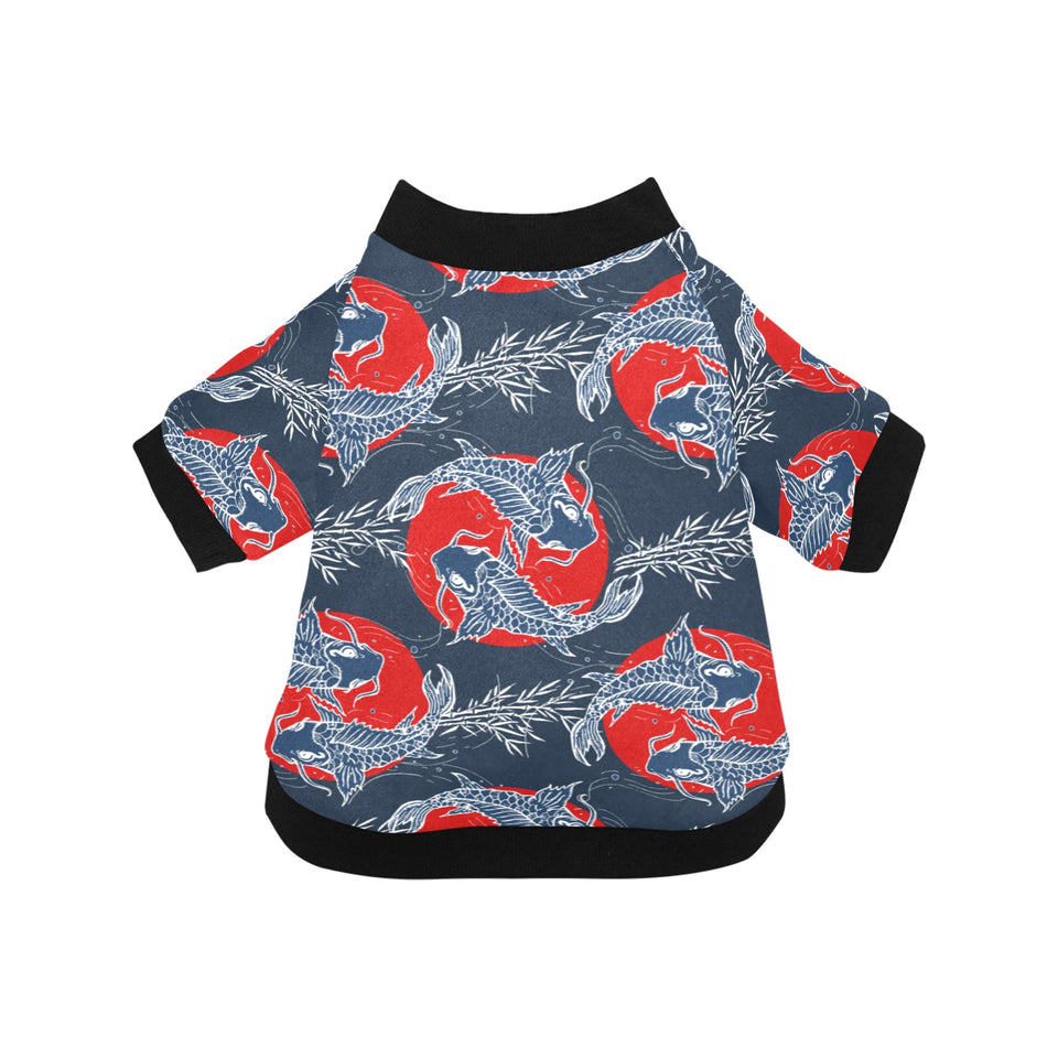 Koi Fish Carp Fishs hand drawn japanese art All Over Print Pet Dog Round Neck Fuzzy Shirt