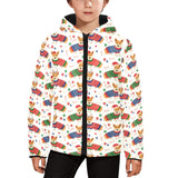 Corgi Christmas Pattern Kids' Boys' Girls' Padded Hooded Jacket