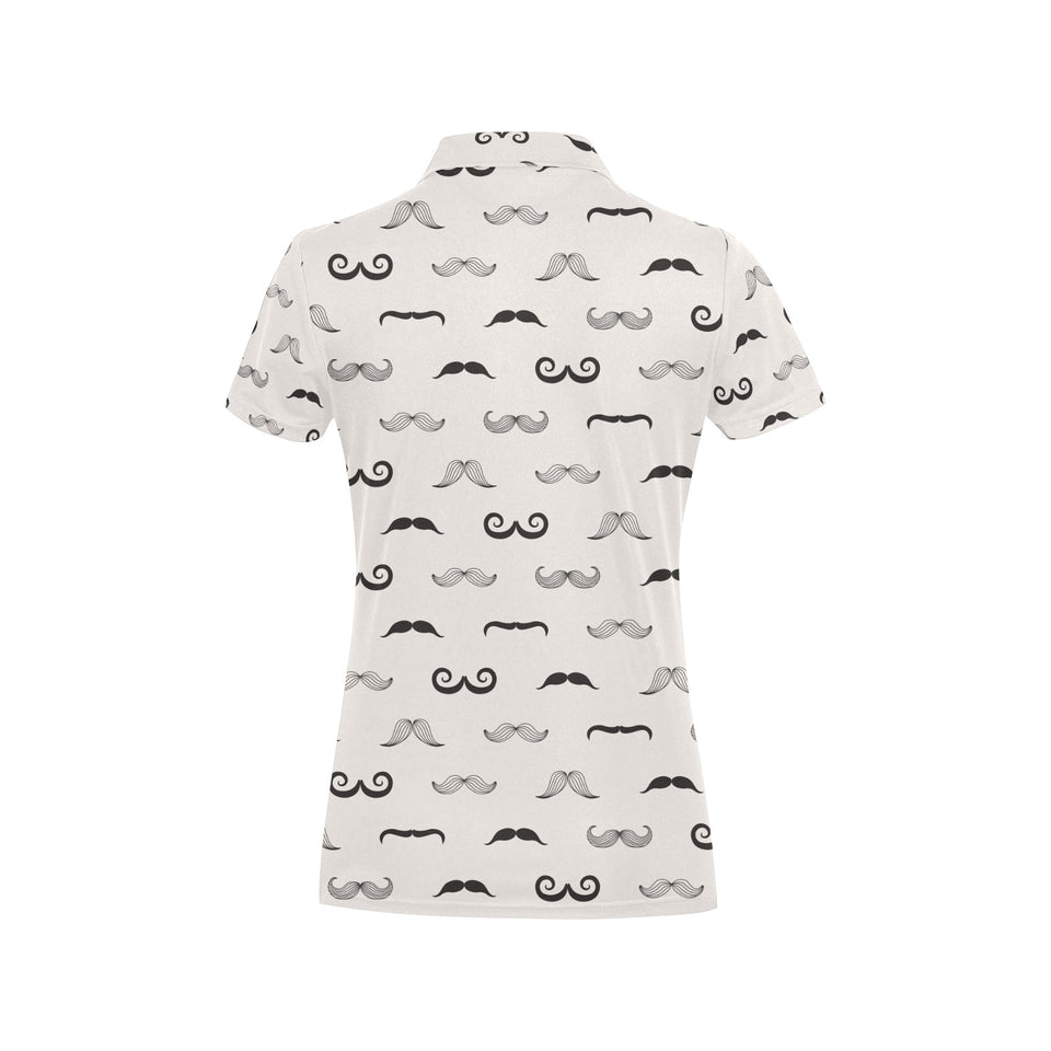 Mustache Beard Pattern Print Design 05 Women's All Over Print Polo Shirt