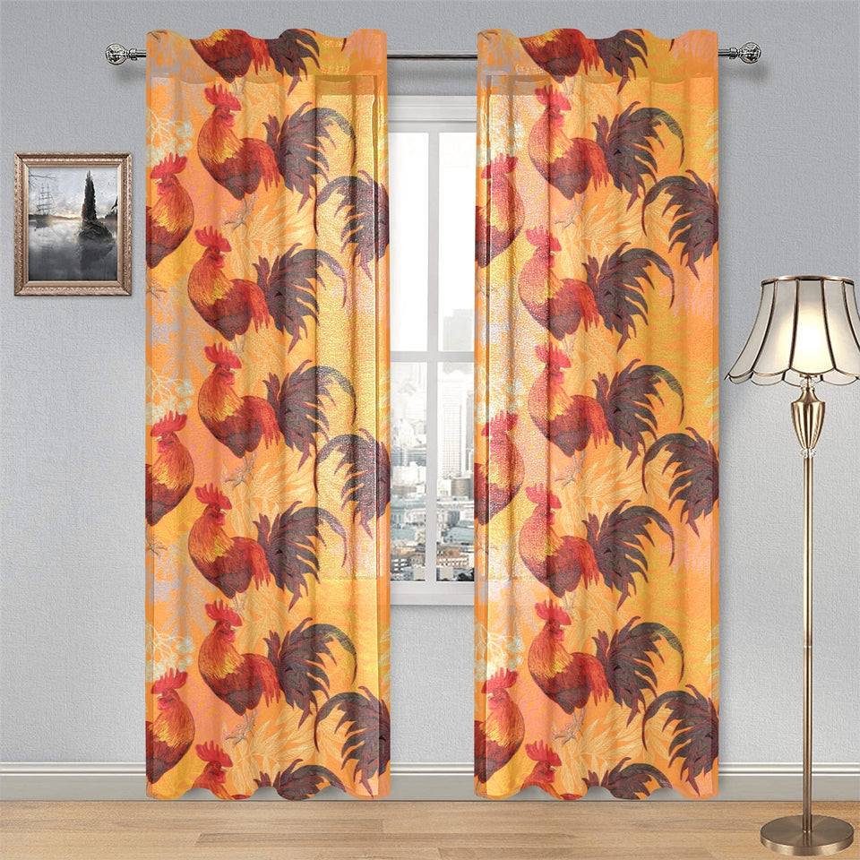red rooster chicken cock pattern Gauze Curtain