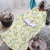 Hand drawn sea turtle fish pattern Blanket Robe with Sleeves