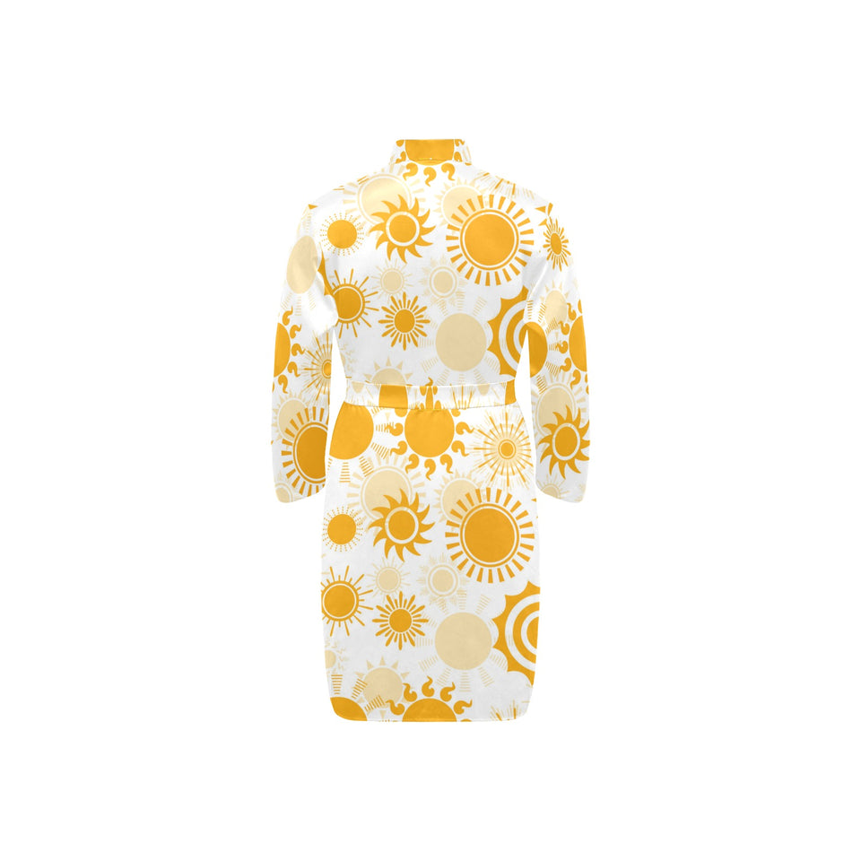 Sun design pattern Men's Long Sleeve Belted Night Robe