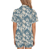 Sea turtle Polynesian Tribal design pattern Women's V-Neck Short Pajama Set