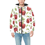Red apples pattern Men's Padded Hooded Jacket