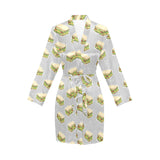 Sandwich Pattern Print Design 05 Women's Long Sleeve Belted Night Robe