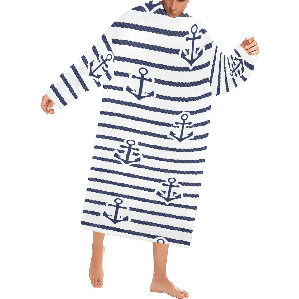 Anchor rope nautical pattern Blanket Robe with Sleeves