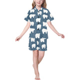 polar bear mother her child pattern Kids' Boys' Girls' V-Neck Short Pajama Set