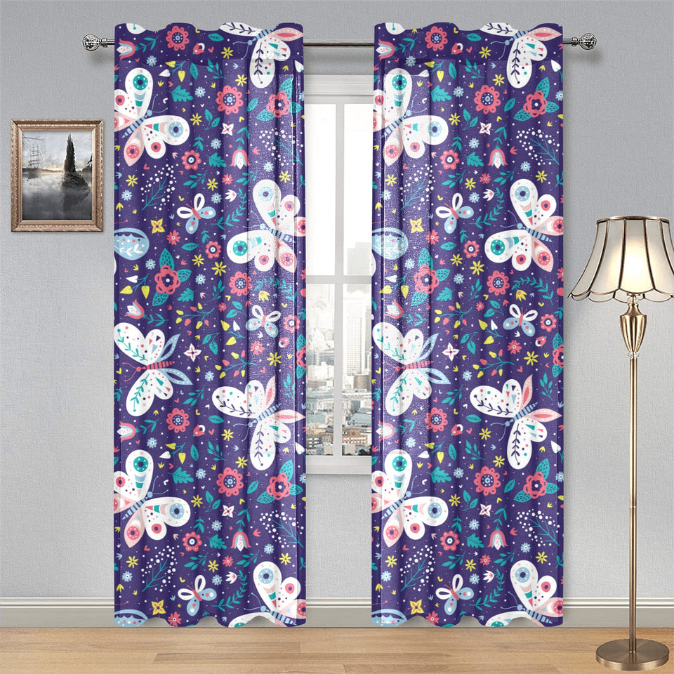 Colorful butterfly flower pattern.eps Gauze Curtain
