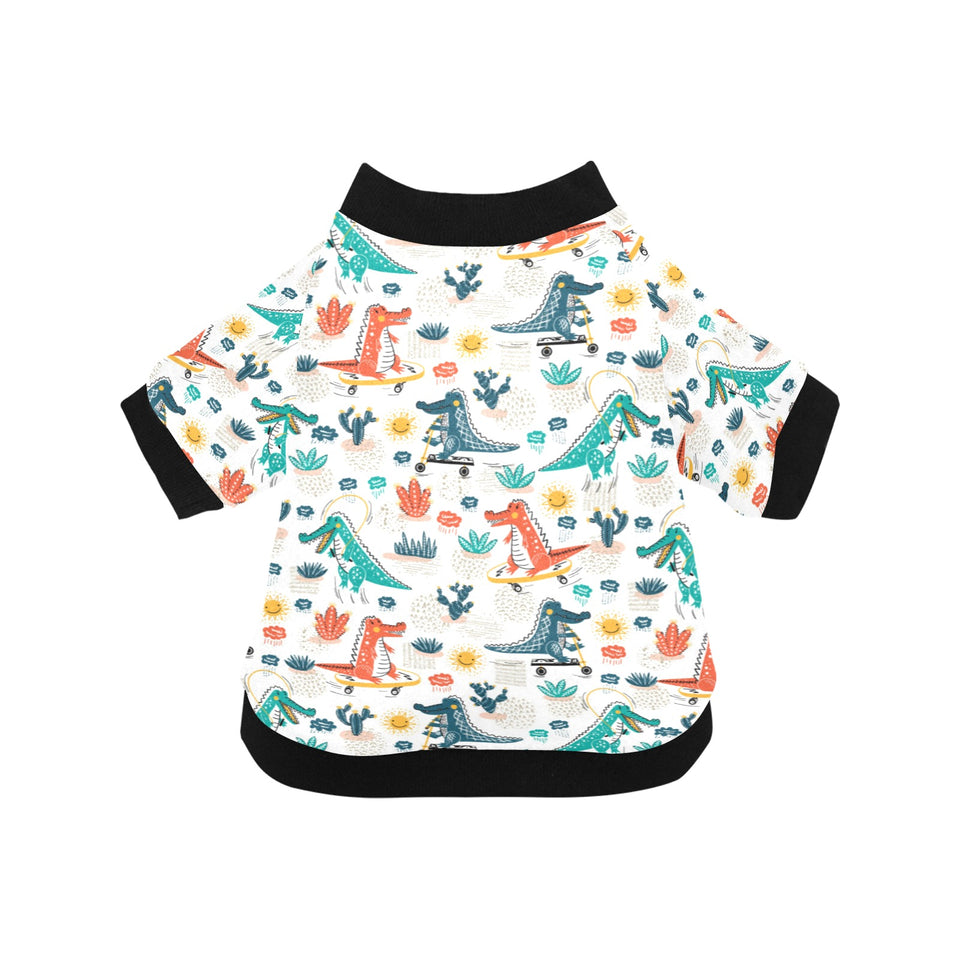Cute Crocodile Pattern All Over Print Pet Dog Round Neck Fuzzy Shirt
