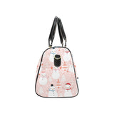 Cute snowman christmas tree snowpink background Travel Bag