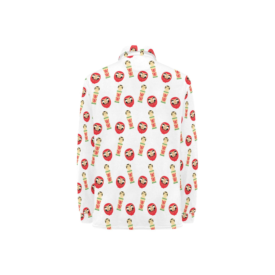 Daruma japanese wooden doll Women's Long Sleeve Polo Shirt