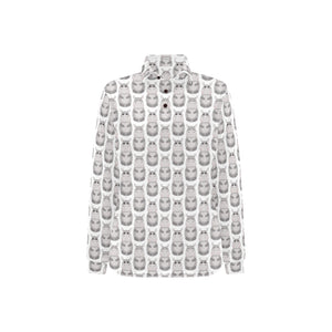 Hippopotamus Pattern Print Design 05 Women's Long Sleeve Polo Shirt