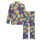 Passion fruit blue background Men's Long Pajama Set