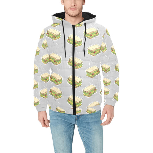 Sandwich Pattern Print Design 05 Men's Padded Hooded Jacket