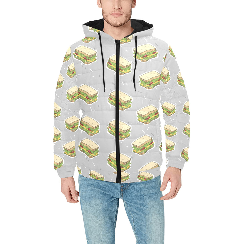 Sandwich Pattern Print Design 05 Men's Padded Hooded Jacket