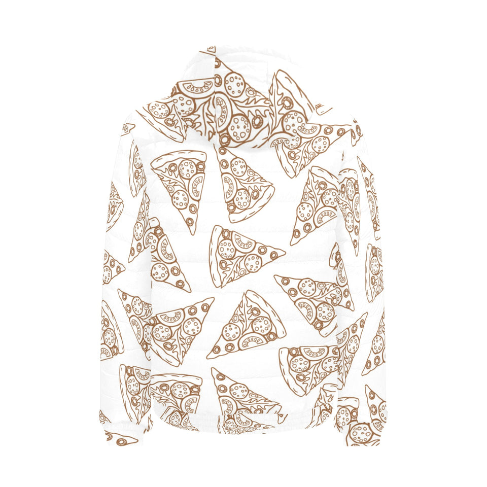 Hand drawn pizza pattern Men's Padded Hooded Jacket