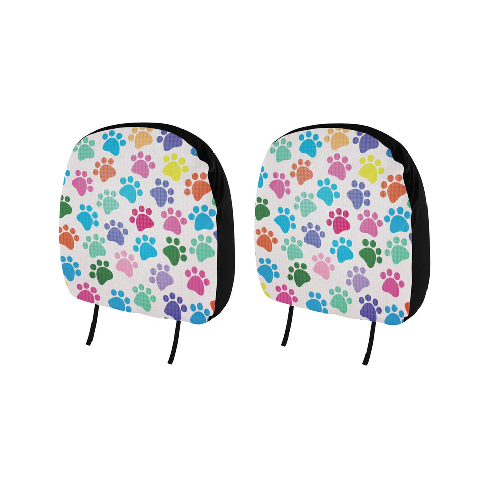 Dog Paws Pattern Print Design 01 Car Headrest Cover