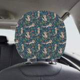 Raccoon tropical leaves pattern Car Headrest Cover