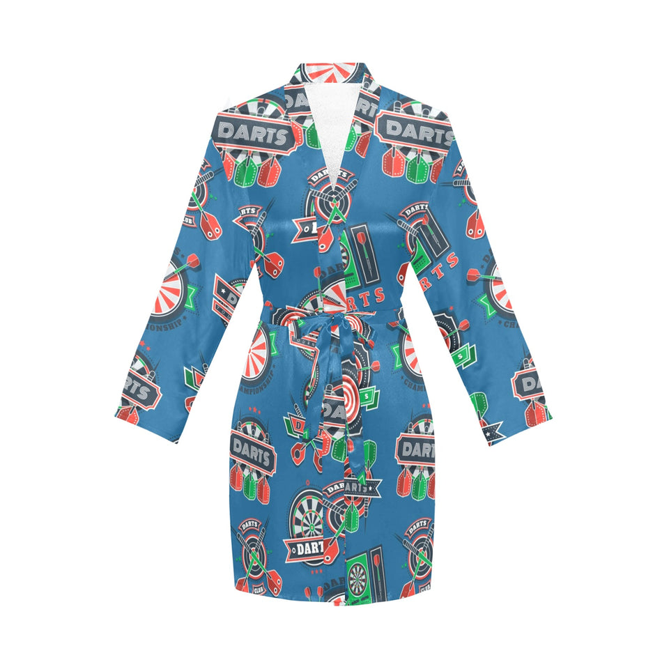 Darts Pattern Print Design 02 Women's Long Sleeve Belted Night Robe