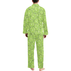 Slices of Lime pattern Men's Long Pajama Set