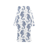 Seahorse pattern background Blanket Robe with Sleeves