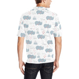 cute rhino heart pattern Men's All Over Print Polo Shirt