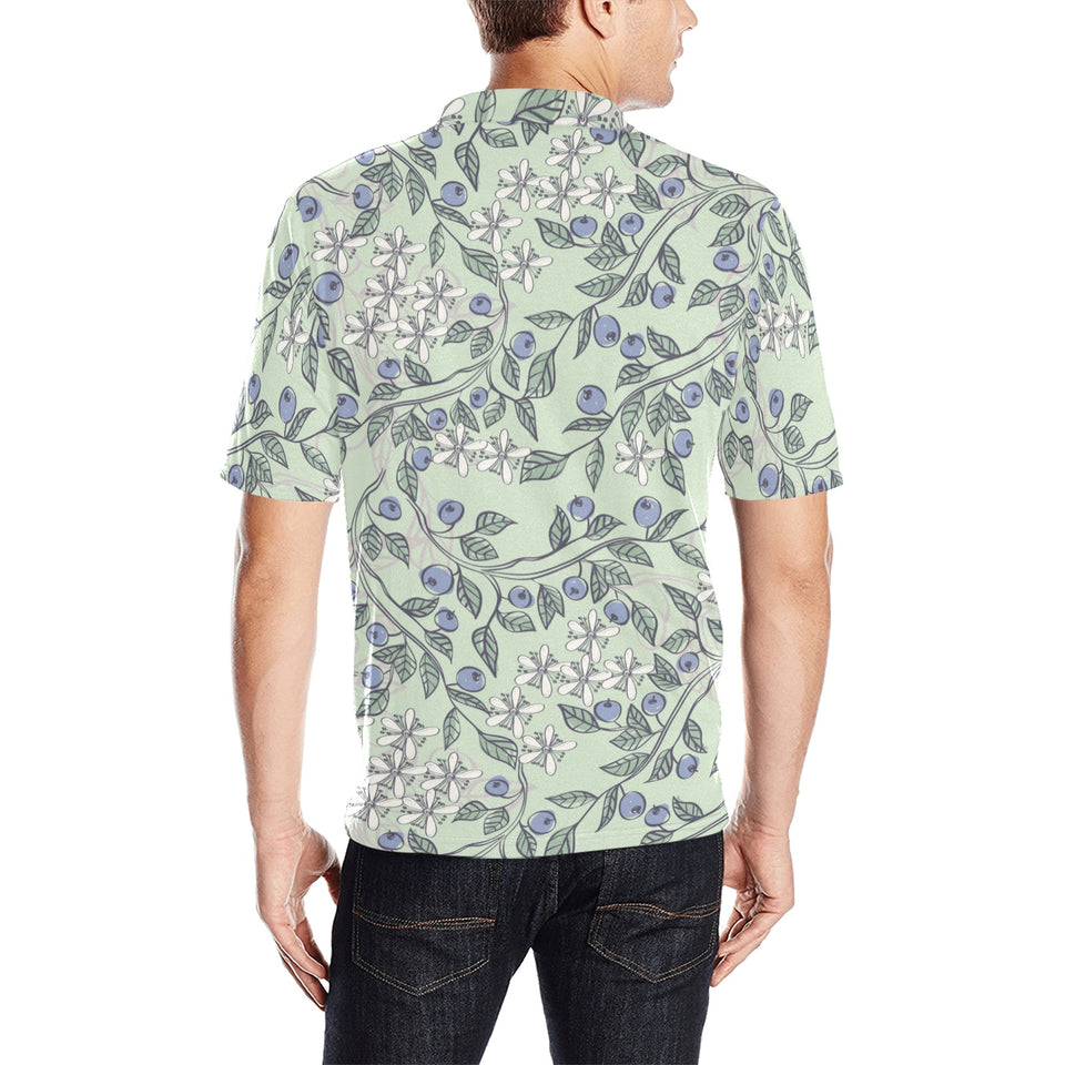 hand drawn blueberry pattern Men's All Over Print Polo Shirt