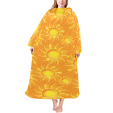 Sun orange background Blanket Robe with Sleeves