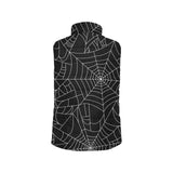Spider web pattern Black background white cobweb Men's Padded Vest