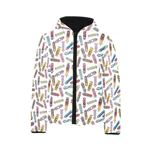 Skate Board Pattern Print Design 05 Kids' Boys' Girls' Padded Hooded Jacket