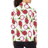 dragon fruits white background Women's Long Sleeve Polo Shirt