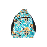 Cute sea otters fishe sea urchin pattern All Over Print Chest Bag