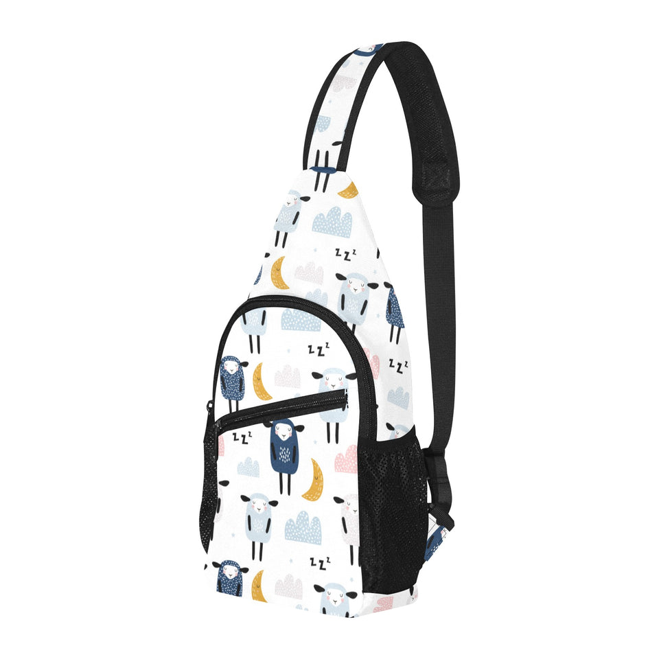 Cute sleeping sheep moon cloud pattern All Over Print Chest Bag