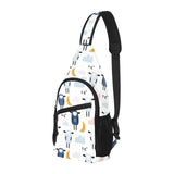 Cute sleeping sheep moon cloud pattern All Over Print Chest Bag