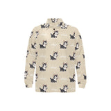Cute Siberian Husky Men's Long Sleeve Polo Shirt