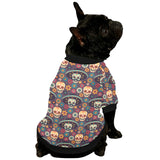 Sugar skulls flower maxican pattern All Over Print Pet Dog Round Neck Fuzzy Shirt