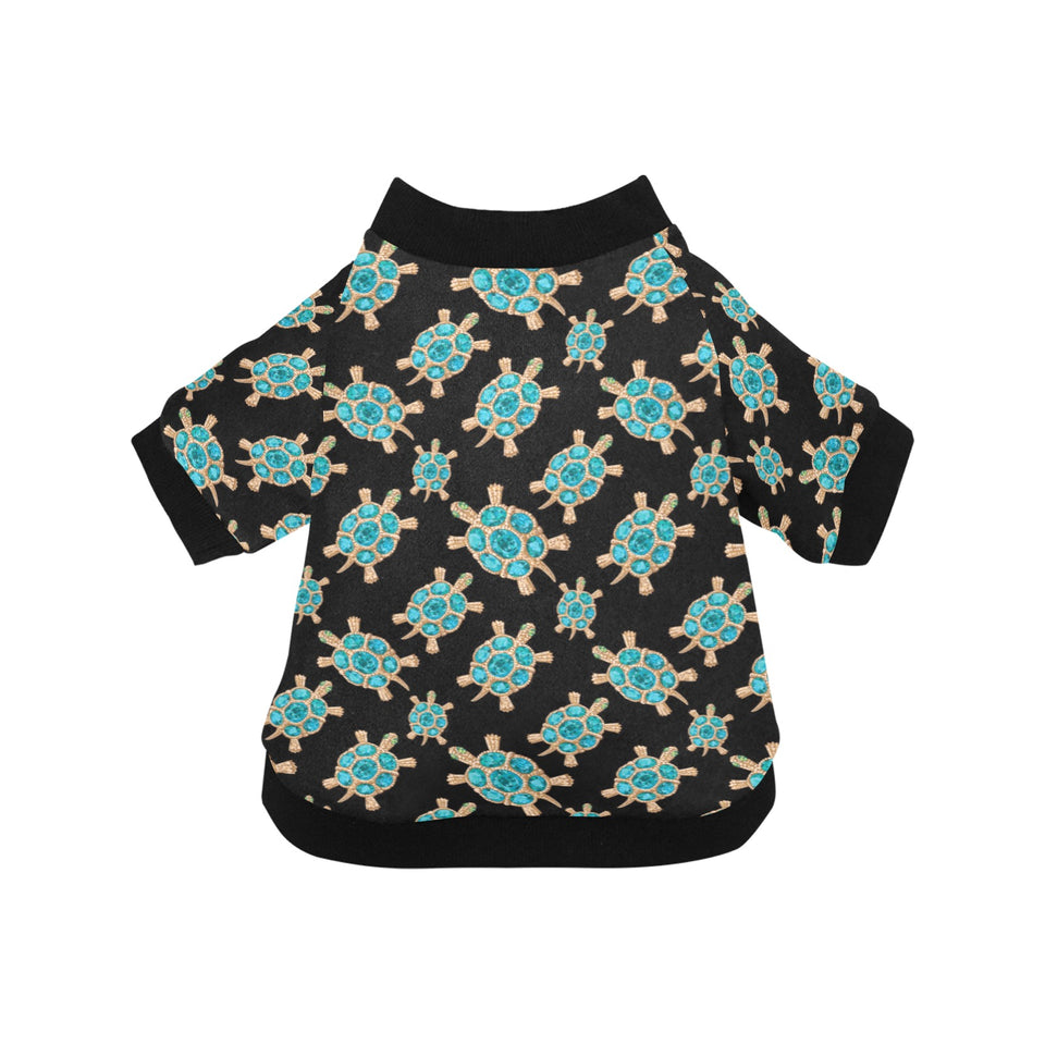 Sea turtle blue stone pattern All Over Print Pet Dog Round Neck Fuzzy Shirt