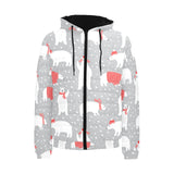 Cute polar bear christmas snow pattern Men's Padded Hooded Jacket