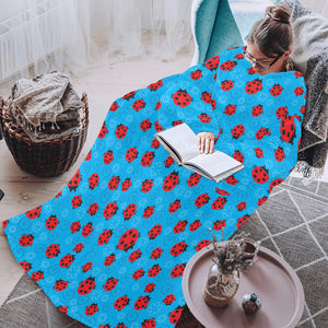 Ladybug Pattern Print Design 02 Blanket Robe with Sleeves