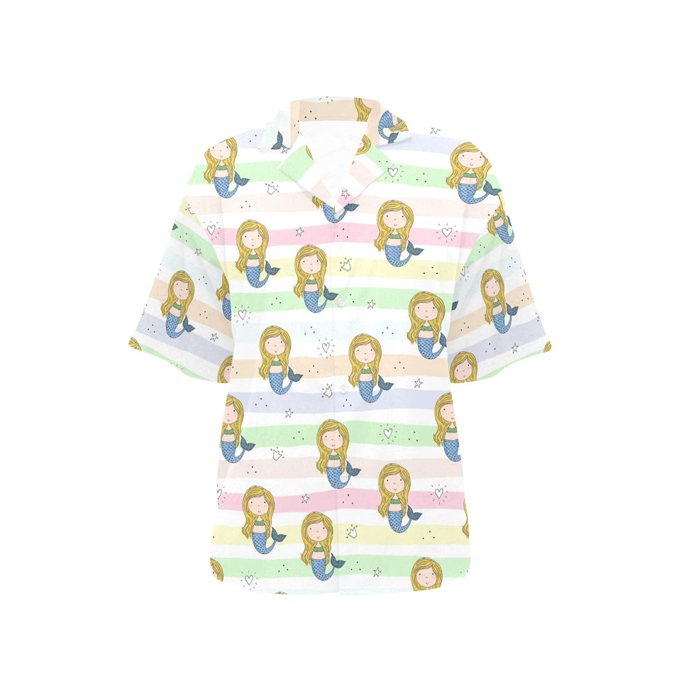 Cute hand drawn mermaid Women's All Over Print Hawaiian Shirt
