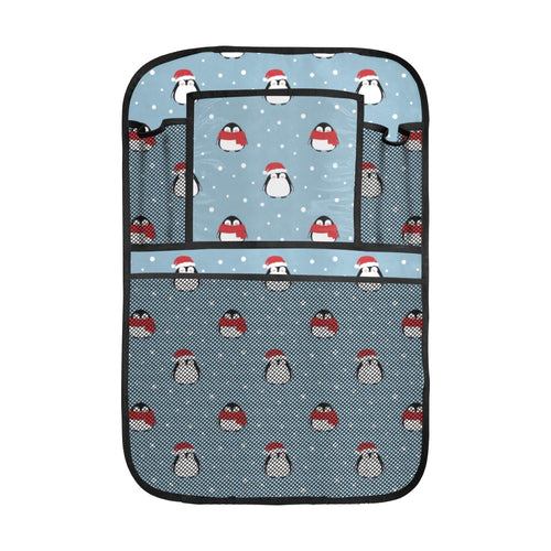 Cute penguin christmas snow pattern Car Seat Back Organizer