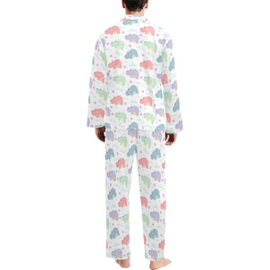 Hippopotamus Pattern Print Design 03 Men's Long Pajama Set