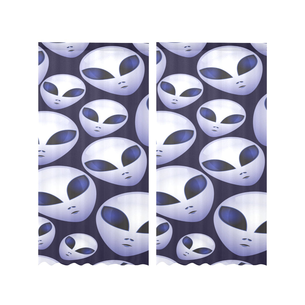 Alien Pattern Print Design 01 Gauze Curtain