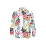 Colorful orchid flower pattern Men's Long Sleeve Polo Shirt