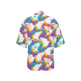 Colorful crow illustration pattern Women's All Over Print Hawaiian Shirt