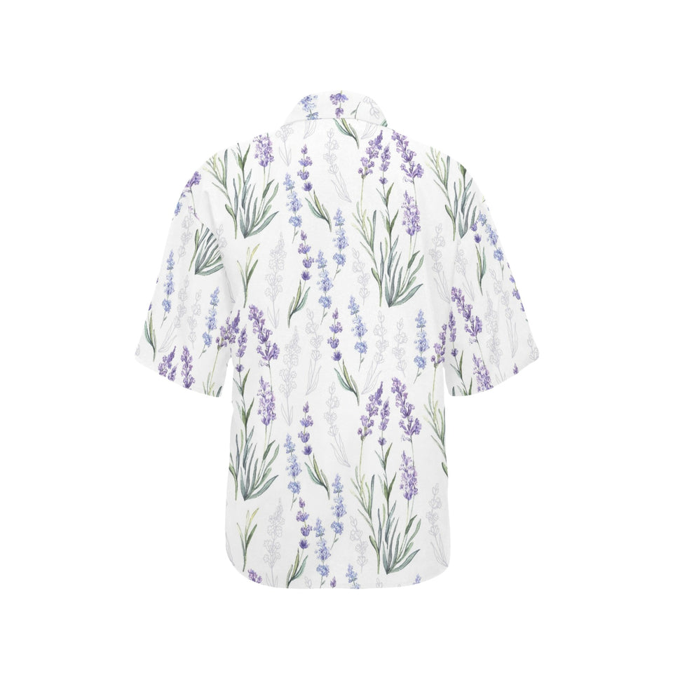 Hand painting Watercolor Lavender Women's All Over Print Hawaiian Shirt