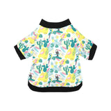 Cute parrot toucan flamingo cactus exotic leaves p All Over Print Pet Dog Round Neck Fuzzy Shirt