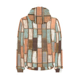 Wood Printed Pattern Print Design 02 Men's Padded Hooded Jacket