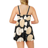 Champignon mushroom pattern Chest Sexy Pleated Two Piece Swim Dress