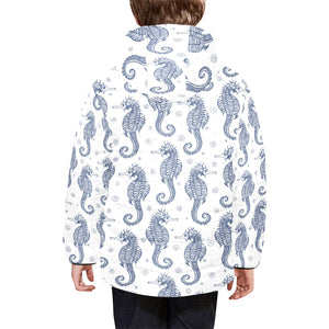 Seahorse pattern background Kids' Boys' Girls' Padded Hooded Jacket